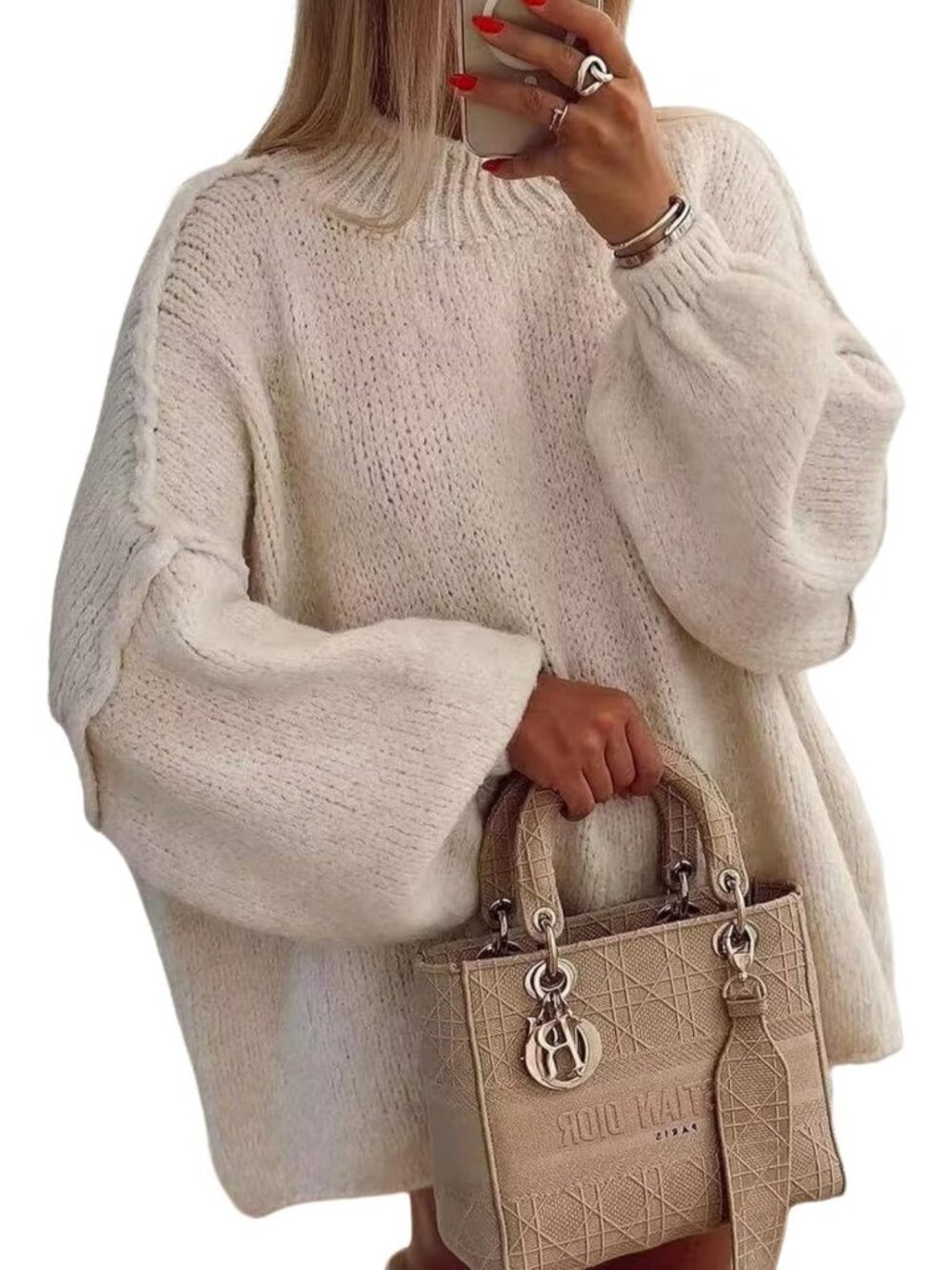 Cozy Oversized Fuzzy Pullover Sweater for Women - Long Sleeve Crewneck Top